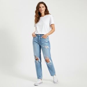 Cello Light Blue Ripped Boyfriend Jeans